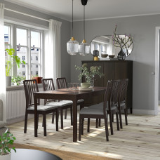 Доставка из Польши ⭐⭐⭐⭐⭐ EKEDALEN / EKEDALEN stol i 6 krzesel, ciemnobrazowy ciemnobrazowy/Orrsta jasnoszary, 120/180 cm,ИКЕА-69482746, Евро Икеа Калининград