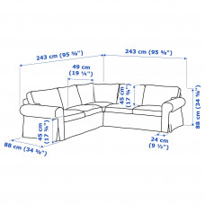 Доставка из Польши ⭐⭐⭐⭐⭐ EKTORP sofa narozna 4-osobowa, Karlshov bezowy/wielokolorowy,ИКЕА-99508995, Евро Икеа Калининград