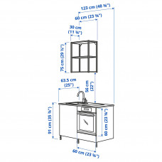 Доставка из Польши ⭐⭐⭐⭐⭐ ENHET kuchnia, antracyt/bialy, 123x63.5x222 cm,ИКЕА-69337066, Евро Икеа Калининград