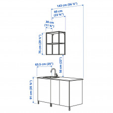 Доставка из Польши ⭐⭐⭐⭐⭐ ENHET Кухня, антрацит/под бетон, 143x63.5x222 cm,ИКЕА-79337259, Евро Икеа Калининград