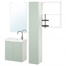 Доставка из Польши ENHET / TVALLEN Мебель для ванной комнаты, набор из 13 предметов, белый/бледно-серо-зеленый Смеситель Glypen, 64x33x65 cm ИКЕА-39499258, ЕВРОИ