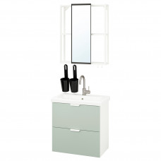 Доставка из Польши ENHET / TVALLEN Мебель для ванной комнаты, набор из 13 предметов, белый/бледно-серо-зеленый Смеситель Glypen, 64x43x65 cm ИКЕА-29499268, ЕВРОИ