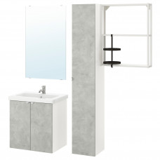 Доставка из Польши ENHET / TVALLEN Мебель для ванной комнаты, набор из 13 предметов, под бетон/белый смеситель Pilkan, 64x43x65 cm ИКЕА-29338336, ЕВРОИКЕА Калини