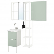 Доставка из Польши ENHET / TVALLEN Мебель для ванной комнаты, набор из 16 предметов, белый/бледно-серо-зеленый смеситель Glypen, 44x43x87 cm ИКЕА-79499261, ЕВРОИ