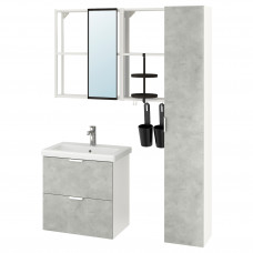 Доставка из Польши ENHET / TVALLEN Мебель для ванной комнаты, набор из 18 предметов, под бетон/белый смеситель Brogrund, 64x43x65 cm ИКЕА-59337651, ЕВРОИКЕА Калин