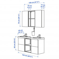 Доставка из Польши ⭐⭐⭐⭐⭐ ENHET / TVALLEN Мебель для ванной комнаты, набор из 22 предметов, белый/антрацит Кран Pilkan, 124x43x65 cm,ИКЕА-29337596, Евро Икеа Калининград
