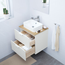 Доставка из Польши ⭐⭐⭐⭐⭐ GODMORGON/TOLKEN / HORVIK Тумба со столешницей и умывальником 45x32 см, смеситель Brogrund белый/бамбук, 62x49x72 cm,ИКЕА-09308482, Евро Икеа Калининград