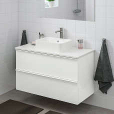 Доставка из Польши ⭐⭐⭐⭐⭐ GODMORGON/TOLKEN / HORVIK Тумба со столешницей и умывальником 45x32 см, смеситель Brogrund глянцевый белый/белый, 102x49x72 cm,ИКЕА-09309165, Евро Икеа Калининград