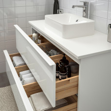 Доставка из Польши ⭐⭐⭐⭐⭐ GODMORGON/TOLKEN / HORVIK Тумба со столешницей и умывальником 45x32 см, смеситель Brogrund глянцевый белый/белый, 102x49x72 cm,ИКЕА-09309165, Евро Икеа Калининград