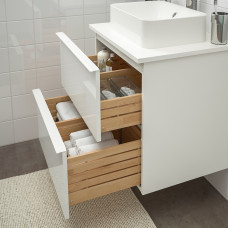 Доставка из Польши ⭐⭐⭐⭐⭐ GODMORGON/TOLKEN / HORVIK Тумба со столешницей и умывальником 45x32 см, смеситель Brogrund глянцевый белый/белый, 62x49x72 cm,ИКЕА-89308421, Евро Икеа Калининград