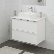 Доставка из Польши ⭐⭐⭐⭐⭐ GODMORGON/TOLKEN / HORVIK Тумба со столешницей и умывальником 45x32 см, смеситель Brogrund глянцевый белый/белый, 82x49x72 cm,ИКЕА-09308608, Евро Икеа Калининград