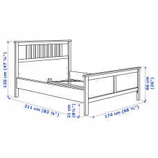 Доставка из Польши ⭐⭐⭐⭐⭐ HEMNES rama lozka, szary bejcowane/Lonset, 160x200 cm,ИКЕА-59247189, Евро Икеа Калининград