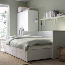 Доставка из Польши ⭐⭐⭐⭐⭐ HEMNES Кушетка с 3 ящиками, 2 матраса, белый/фирма Осванг, 80x200 cm,ИКЕА-89428107, Евро Икеа Калининград