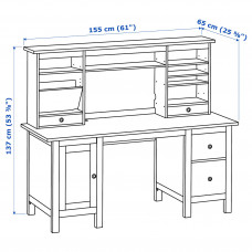 Доставка из Польши ⭐⭐⭐⭐⭐ HEMNES Письменный стол с надставкой, белая морилка светло-коричневая, 155x137 cm,ИКЕА-19501417, Евро Икеа Калининград