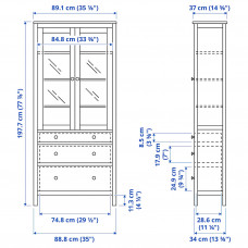 Доставка из Польши ⭐⭐⭐⭐⭐ HEMNES witryna z 3 szufladami, biala bejca, 90x197 cm,ИКЕА-50371772, Евро Икеа Калининград