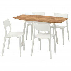Доставка из Польши ⭐⭐⭐⭐⭐ IKEA PS 2012 / JANINGE stol i 4 krzesla, bambus/bialy, 138 cm,ИКЕА-69161482, Евро Икеа Калининград