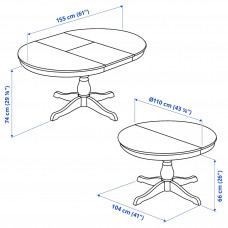 Доставка из Польши ⭐⭐⭐⭐⭐ INGATORP / INGOLF stol i 4 krzesla, bialy/bialy, 110/155 cm,ИКЕА-59400497, Евро Икеа Калининград