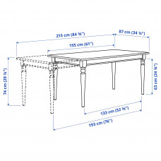 Доставка из Польши ⭐⭐⭐⭐⭐ INGATORP / INGOLF stol i 6 krzesel, bialy bialy/Hallarp bezowy, 155/215 cm,ИКЕА-39482804, Евро Икеа Калининград