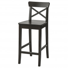 Доставка из Польши INGOLF Барный стул со спинкой, коричнево-черный, 63 cm ИКЕА-40248513, ЕВРОИКЕА Калининград