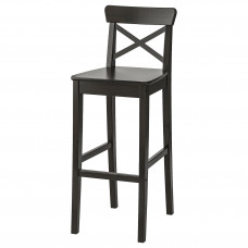 Доставка из Польши INGOLF Барный стул со спинкой, коричнево-черный, 74 cm ИКЕА-90248515, ЕВРОИКЕА Калининград
