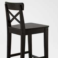 Доставка из Польши ⭐⭐⭐⭐⭐ INGOLF Барный стул со спинкой, коричнево-черный, 74 cm,ИКЕА-90248515, Евро Икеа Калининград