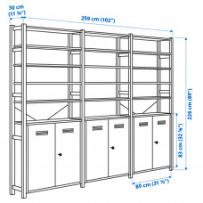 Доставка из Польши ⭐⭐⭐⭐⭐ IVAR 3 секции/шкаф/полки, сосна/белый, 259x30x226 cm,ИКЕА-69403829, Евро Икеа Калининград