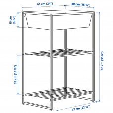 Доставка из Польши ⭐⭐⭐⭐⭐ JOSTEIN regal z pojemnikiem, do wewnatrz/na zewnatrz/drut bialy, 61x40x90 cm,ИКЕА-89437178, Евро Икеа Калининград