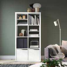 Доставка из Польши ⭐⭐⭐⭐⭐ KALLAX regal, z 2 drzwi z 2 wkladami z polka/fala bialy, 147x77 cm,ИКЕА-89552941, Евро Икеа Калининград