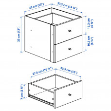 ⭐⭐⭐⭐⭐ KALLAX Вклад c 2 ящики, белый, 33x33 cm,IKEA-70286645, Евро Икеа Калининград