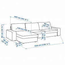 Доставка из Польши ⭐⭐⭐⭐⭐ KIVIK sofa 4-osobowa z szezlongiem, Kelinge szaroturkusowy,ИКЕА-29443059, Евро Икеа Калининград