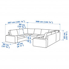 Доставка из Польши ⭐⭐⭐⭐⭐ KIVIK sofa w ksztalcie lit U, 7-osobowa, Kelinge szaroturkusowy,ИКЕА-39443068, Евро Икеа Калининград