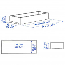 Доставка из Польши ⭐⭐⭐⭐⭐ KOMPLEMENT szuflada front ramiak, ciemnoszary, 100x35 cm,ИКЕА-70509523, Евро Икеа Калининград