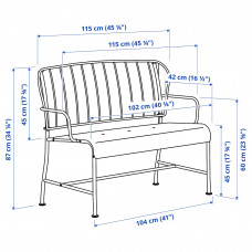 Доставка из Польши ⭐⭐⭐⭐⭐ LACKO sofa 2-osobowa, na zewnatrz, szary,ИКЕА-50522733, Евро Икеа Калининград