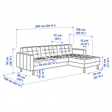 Доставка из Польши ⭐⭐⭐⭐⭐ LANDSKRONA sofa 3-osobowa z szezlongiem, Gunnared ciemnoszary/drewno/czarny,ИКЕА-49444227, Евро Икеа Калининград
