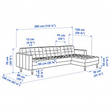 Доставка из Польши ⭐⭐⭐⭐⭐ LANDSKRONA sofa 4-osobowa z szezlongiem, Gunnared bezowy/czarny/drewno,ИКЕА-39491144, Евро Икеа Калининград