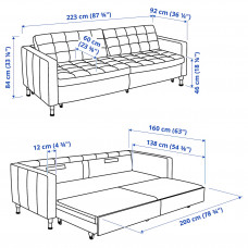 Доставка из Польши ⭐⭐⭐⭐⭐ LANDSKRONA Rozkladana sofa 3-osobowa, Gunnared jasnozielony/metal,ИКЕА-39491281, Евро Икеа Калининград