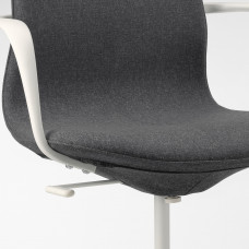 Доставка из Польши ⭐⭐⭐⭐⭐ LANGFJALL krzeslo konferencyjne z podlokiet., Gunnared ciemnoszary/bialy,ИКЕА-29252865, Евро Икеа Калининград
