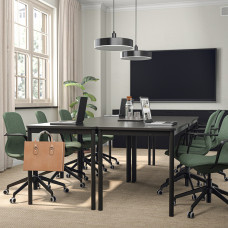 Доставка из Польши ⭐⭐⭐⭐⭐ LANGFJALL krzeslo konferencyjne z podlokiet., Gunnared zielono-szary/czarny,ИКЕА-39507729, Евро Икеа Калининград