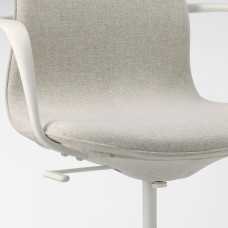 ⭐⭐⭐⭐⭐ LANGFJALL Стул конференция c подлокотник., Гуннаред бежевый,IKEA-49252765, Евро Икеа Калининград