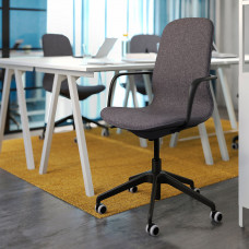 ⭐⭐⭐⭐⭐ LANGFJALL Стул конференция c подлокотник., Гуннаред темно-серый,IKEA-29178074, Евро Икеа Калининград