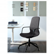 ⭐⭐⭐⭐⭐ LANGFJALL Стул конференция c подлокотник., Гуннаред темно-серый,IKEA-29178074, Евро Икеа Калининград