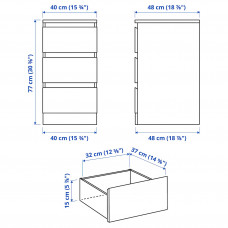 Доставка из Польши ⭐⭐⭐⭐⭐ MALM komoda, 3 szuflady, polysk bialy, 40x78 cm,ИКЕА-90424052, Евро Икеа Калининград