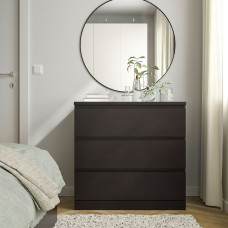 Доставка из Польши ⭐⭐⭐⭐⭐ MALM komoda, 3 szuflady, czarnobraz, 80x78 cm,ИКЕА-20403557, Евро Икеа Калининград