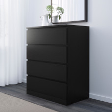 Доставка из Польши ⭐⭐⭐⭐⭐ MALM komoda, 4 szuflady, czarnobraz, 80x100 cm,ИКЕА-30403566, Евро Икеа Калининград
