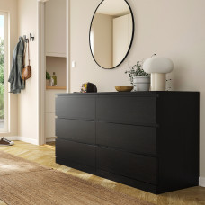 Доставка из Польши ⭐⭐⭐⭐⭐ MALM komoda, 6 szuflad, czarnobraz, 160x78 cm,ИКЕА-60403579, Евро Икеа Калининград