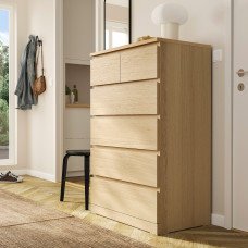Доставка из Польши ⭐⭐⭐⭐⭐ MALM komoda, 6 szuflad, okleina debowa bejcowana na bialo, 80x123 cm,ИКЕА-90403605, Евро Икеа Калининград