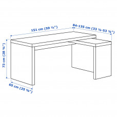 Доставка из Польши ⭐⭐⭐⭐⭐ MALM biurko z wysuwanym panelem, bialy, 151x65 cm,ИКЕА-70214192, Евро Икеа Калининград