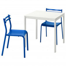 Доставка из Польши MELLTORP / GENESON stol i 2 krzesla, bialy bialy/metal niebieski, 75 cm ИКЕА-99536352, ЕВРОИКЕА Калининград