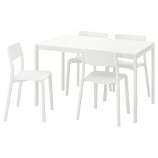 Доставка из Польши ⭐⭐⭐⭐⭐ MELLTORP / JANINGE stol i 4 krzesla, bialy/bialy, 125 cm,ИКЕА-59161487, Евро Икеа Калининград
