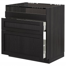 Доставка из Польши METOD szafka pod zlew HAVSEN/3fr/2szu, czarny/Lerhyttan bejcowane na czarno, 80x60 cm ИКЕА-39280518, ЕВРОИКЕА Калининград